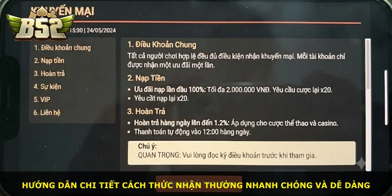 Hướng dẫn chi tiết cách thức nhận thưởng nhanh chóng và dễ dàng